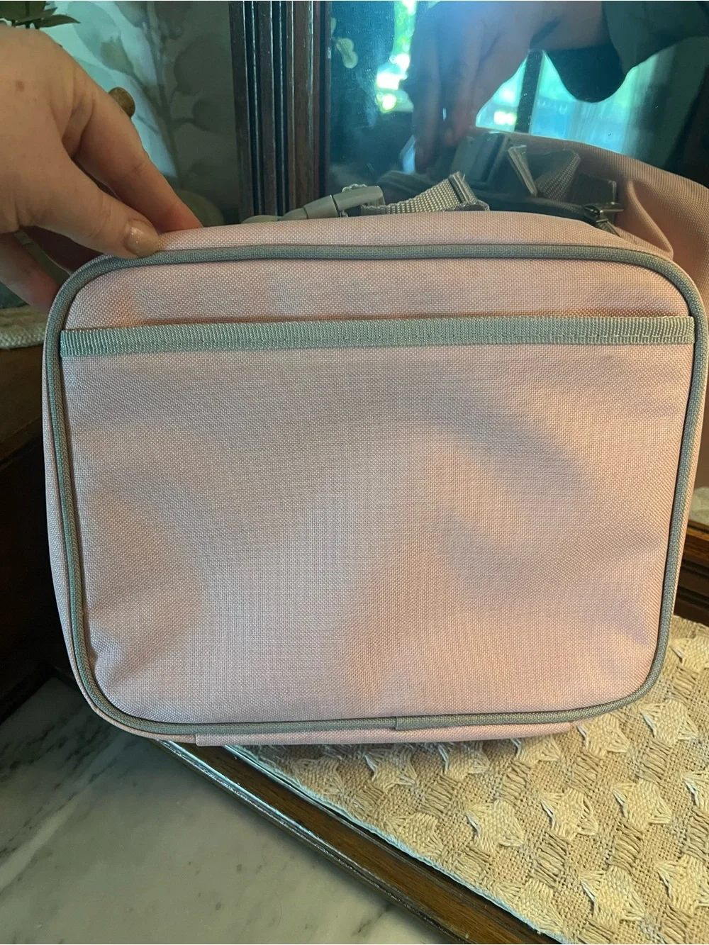SIMPLE MODERN Classic Hadley Insulated Zip Around Lunch Bag‎ Pink Grey GUC